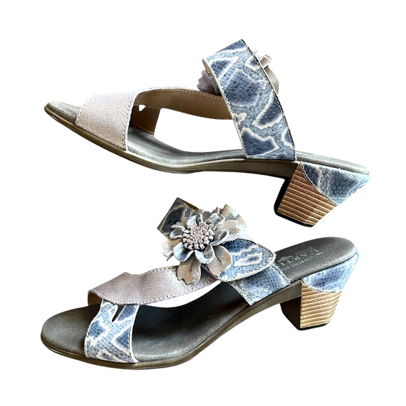 NEW L'ARTISTE SPRING STEP Cassana Size EU 42 Blue/Silver Leather Slide Sandals - Picture 11 of 11